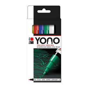 MARABU Acrylmarker Marker YONO 6er 0,5-1,5mm 6 Farben, Rundspitze fein