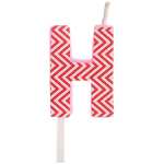 Buchstabenkerze H rot weiß gezackt, zur Dekoration...