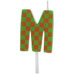 Buchstabenkerze M grün rot Kacheln, zur Dekoration...