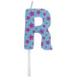 Buchstabenkerze R blau lila Sterne, zur Dekoration von...
