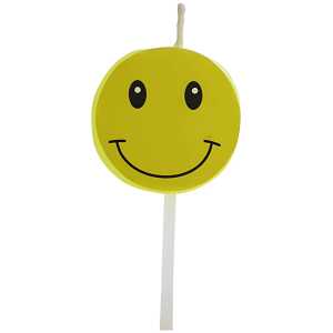 Motivkerze Grinser gelb, zur Dekoration von Kuchen, Torten und mehr,