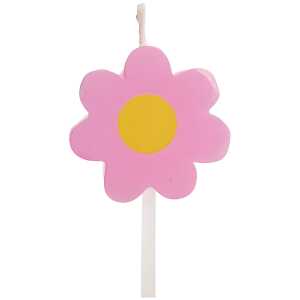 Motivkerze Blume pink gelb, zur Dekoration von Kuchen,