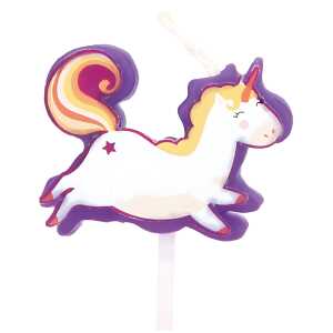 Motivkerze Einhorn gelb, zur Dekoration von Kuchen, Torten und mehr,