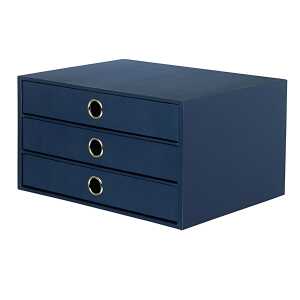 ROESSLER PAPIER Schubladenbox 3er S.O.H.O Navy A4 quer, 343x185x250mm
