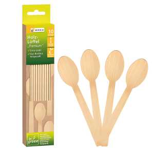 Holzlöffel Premium 10 Stück 17cm be green, aus Bambus,