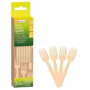 Holzsnackgabeln Premium 10 Stück 12cm be green, aus Bambus,