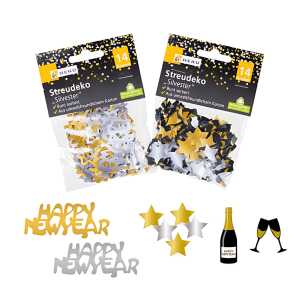 Streudeko Silvester 14g 2fach sortiert, umweltfreundlich