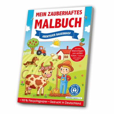 MEDIA  Mein Zauberhaftes Malbuch  Abenteuer Bauernhof, extra große, abwechslungsreiche Motive mit klaren Konturen,, schult die Konzentration, Koordination und Wahrnehmung,, 64 Seiten im A4 Format, Der Blaue Engel,, ab 3 Jahren, Media Verlag