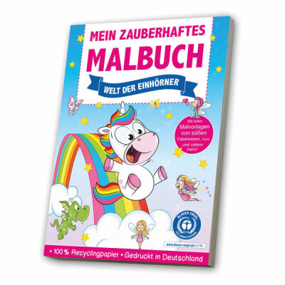 MEDIA  Mein Zauberhaftes Malbuch  Welt der Einhörner, extra große, abwechslungsreiche Motive mit klaren Konturen,, schult die Konzentration, Koordination und Wahrnehmung,, 64 Seiten im A4 Format, Der Blaue Engel,, ab 3 Jahren, Media Verlag