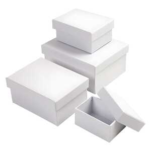 Boxen rechteckig 4er bis 11x14x6,5cm weiß, 4 Größen