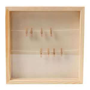 3D Rahmen 23x23cm, mit 2 Leinen, 8 kleinen Wäscheklammern