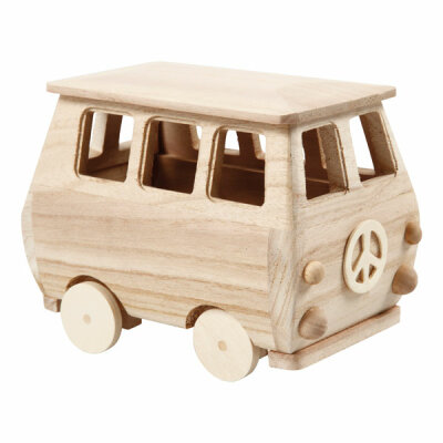 CREATIV COMPANY  Deko Minibus  17x10x13cm, aus hellem Holz