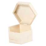 Holzkiste 12x10,5x7,5cm sechseckig aus hellem Holz mit...