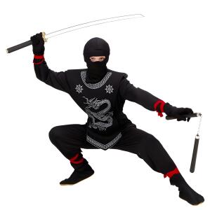 WIDMANN S.R.L. Kinderkostüm Black Ninja Gr. 128, Anzug und Maske