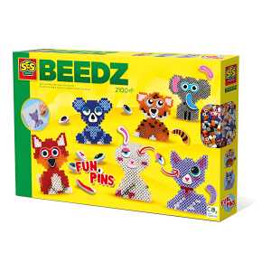 BEEDZ Bügelperlen Set 2100er FunPins Tiere, Inhalt: 2100 Bügelperlen