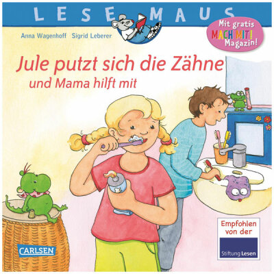 CARLSEN VERLAG  LESEMAUS 138 Jule putzt  sich die Zähne und. . .,  Jule putzt sich die Zähne und Mama hilft mit ,, Bilderbuch zum Vorlesen,, von Anna Wagenhoff und Sigrid Leberer,, zeigt Kindern und Eltern, wie das Zähneputzen gelingt,, und gibt viele Tip