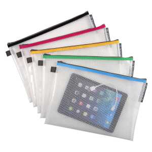 Exacompta Hülle trans Reißverschl PP A4 5sort