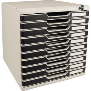 Exacompta Schubladenbox 10 Schubladen DIN A4+ lichtgrau schwarz