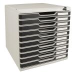 Exacompta Schubladenbox 10 Schubladen DIN A4+ lichtgrau schwarz