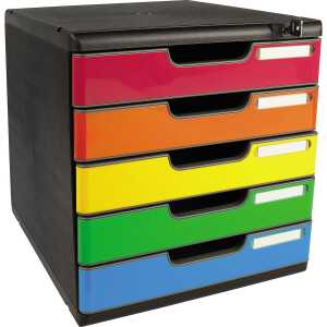Schubladenbox MODULO 5 Schubladen A4+ schwarz Schubl harlekin glossy