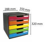 Schubladenbox MODULO 5 Schubladen A4+ schwarz Schubl harlekin glossy