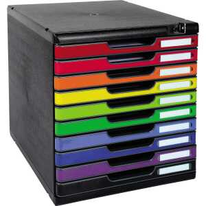 Schubladenbox MODULO 10 Schubladen A4+ schwarz Schubl harlekin glossy