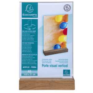 Tischaufsteller Acryl/Holz A5 Hoch