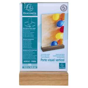 Tischaufsteller Acryl/Holz A6 Hoch