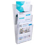 Prospekthalter Office 23,8 x 50,4 x 17,5 cm DIN A4 kristall 3 Fächer