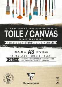 Clairefontaine Toile Sand 210g Kopfgeleim 10Bl A3