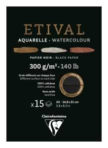 Clairefontaine Block Etival sw 2Körn A5 300g 15Bl