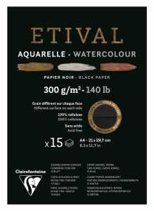 Clairefontaine Block Etival sw 2Körn A4 300g 15Bl