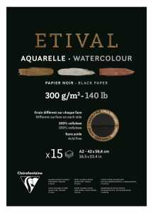 Clairefontaine Block ETIVAL sw 2körn A2 15Bl 300g
