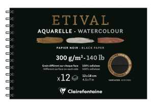 Clairefontaine Aquabl 2körn ETI sw 12x18 12B 300g
