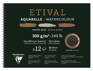 Clairefontaine Aquabl 2körn ETI sw 36x8 12B 300g