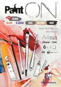 Clairefontaine PaintOn Block A4 250g sort 24Bl