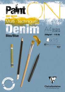 Clairefontaine Block PaintOn Denim 15Bl 250g A4