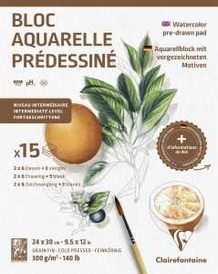 Clairefontaine Block Motive Botanik 15Bl 300g 24x30