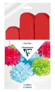 Clairefontaine Set Seide 3 Pompons Ø30x1 Ø40x2 rot