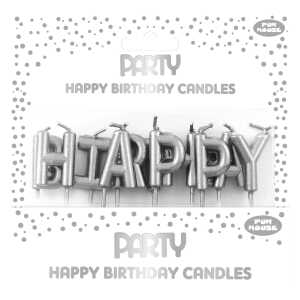 Clairefontaine Kerzen Metallic Happy Birthday silb