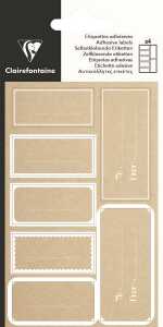 Clairefontaine 28 Etiketten Rechteck w kraft klebend