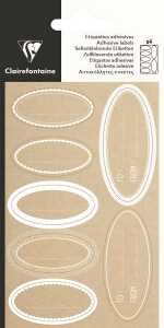 Clairefontaine 28 Etiketten oval w kraft klebend