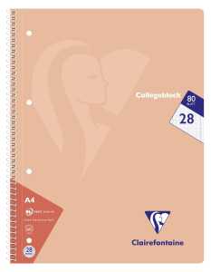 Clairefontaine Collegeblock 80Bl 90g Lin 28 D-Rd