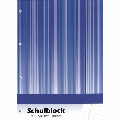 KOH Schulblock A4 liniert  4fach Lochung und Rand   50 Blatt