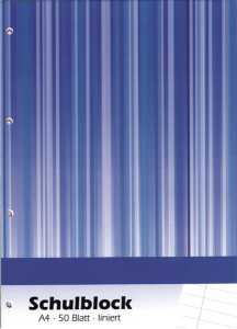 PVP Schulblock 4fach Loch u Rand A4 liniert 50 Blatt 70 g/m²