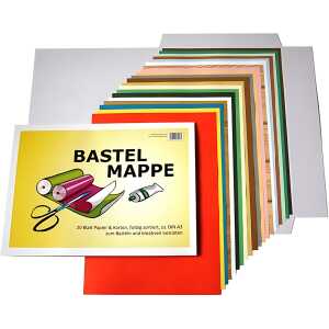 UHL Bastelmappe A4 - 20 Blatt farbiges Papier / Karton