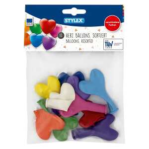 STY Luftballons " Herzen - bunt " Umfang 16 cm , 10er Pack