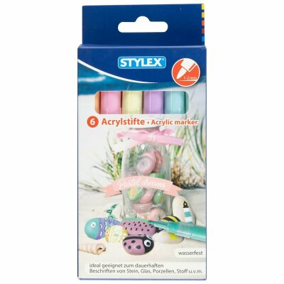 KOH Acrylstifte  Acrylmalstifte  Pastellfarben  6 Farben  ,  im 6er Pack