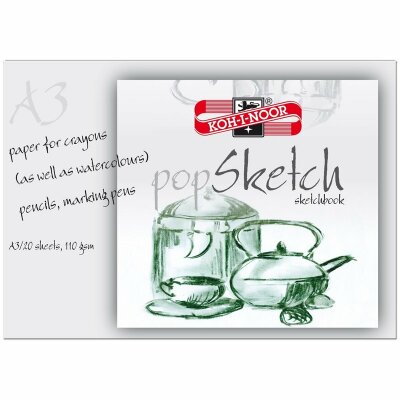 KOH Sketchblock A3 Skizzenblock - 20 Blatt weiß , 110 g/m²