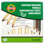 KOH Konturenstifte m Kappe beige Strichfarbe grau 12er